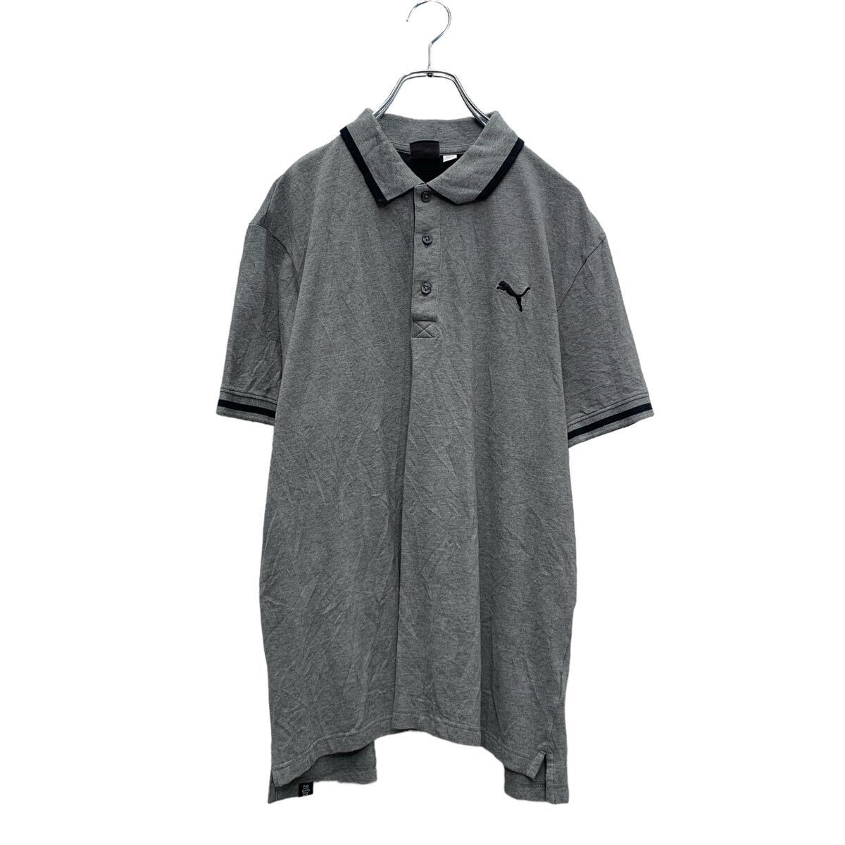 【中古】【古着】 PUMA 半袖 無地ポロシャツ XL グレー プーマ ビッグサイズ ワンポイントロゴ 古着卸 アメリカ仕入 a604-7553