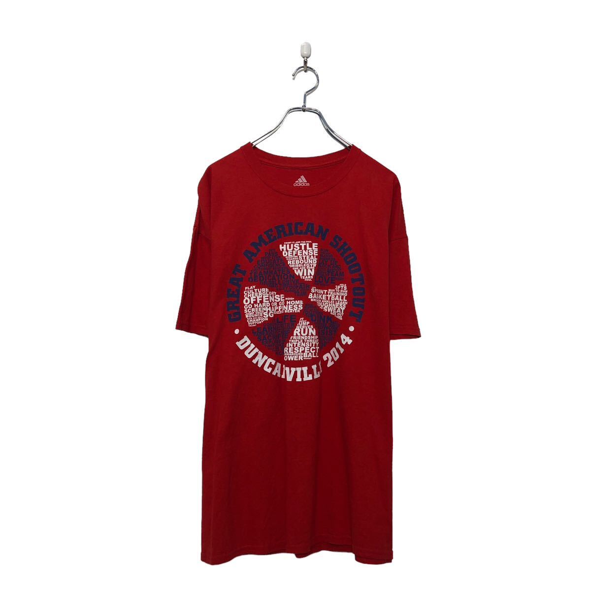 【中古】【古着】 adidas 半袖 プリント Tシャツ アディダス L レッド ロゴ クルーネック 古着卸 アメリカ仕入 a604-7592