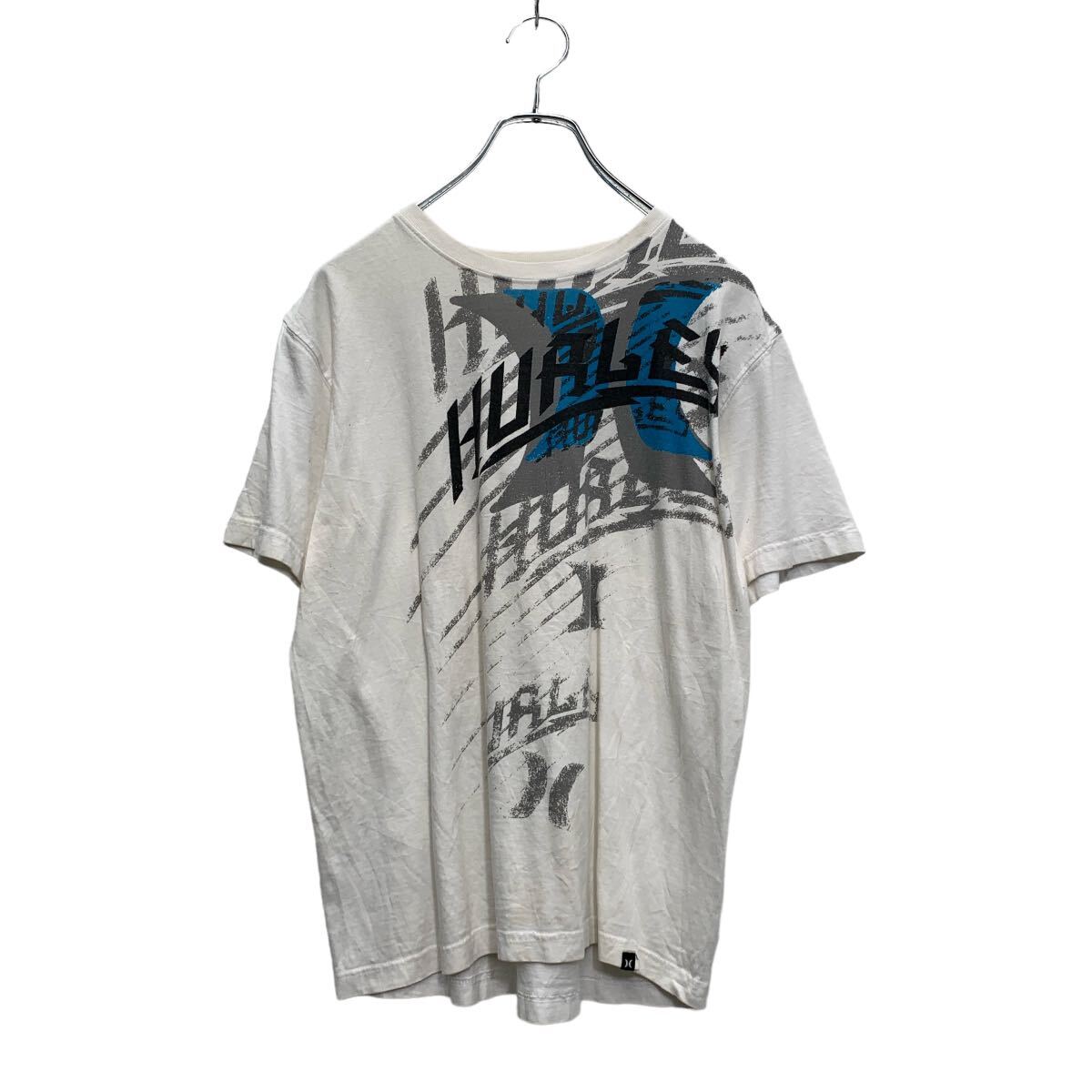 【中古】【古着】 Hurley X 半袖 プリントTシャツ L ホワイト ハーレー クルーネック 古着卸 アメリカ仕入 a604-7625