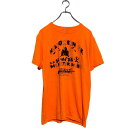 【中古】【古着】 JERZEES 半袖 プリントTシャツ S ネオンオレンジ ジャージーズ クルーネック ハロウィン バックプリント 古着卸 アメリカ仕入 a6...