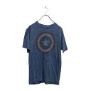 【中古】【古着】 MARVEL 半袖 プリント Tシャツ マーベル レディース XL ブルー ロゴ クルーネック 古着卸 アメリカ仕入 a605-5811