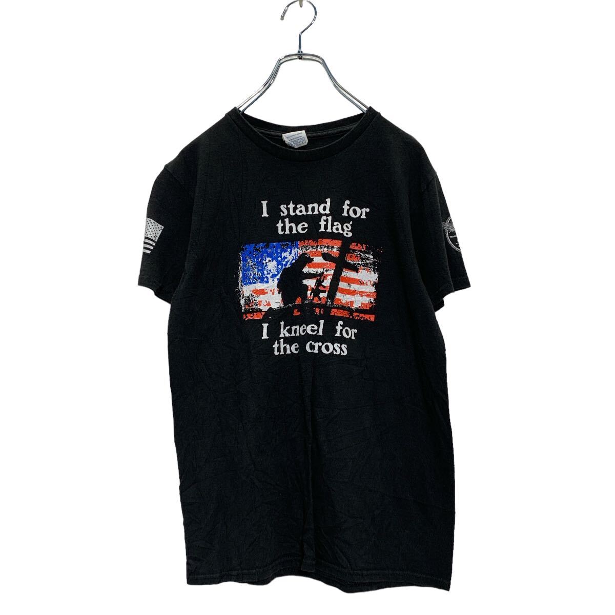 【中古】【古着】 DELTA 半袖 プリントTシャツ S ブラック デルタ クルーネック 星条旗 古着卸 アメリカ仕入 a605-5917