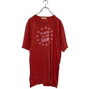 【中古】【古着】 Vintagevantage.com 半袖 プリントTシャツ XL レッド ビッグサイズ 星柄ロゴ クルーネック 古着卸 アメリカ仕入 a60...