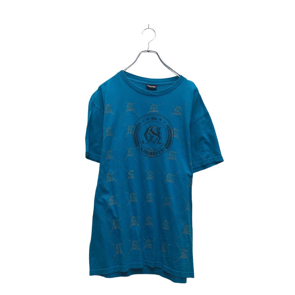 【中古】【古着】 QUIKSILVER 半袖 プリント Tシャツ クイックシルバー M~ ブルー クルーネック バックプリント 古着卸 アメリカ仕入 a605-6126