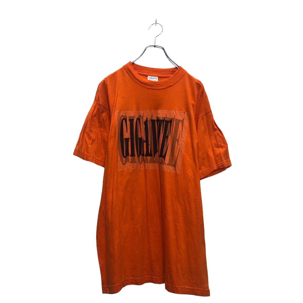 【中古】【古着】 Charly moda 半袖 プリント Tシャツ オレンジ XL ビッグサイズ クルーネック 古着卸 アメリカ仕入 a605-6271