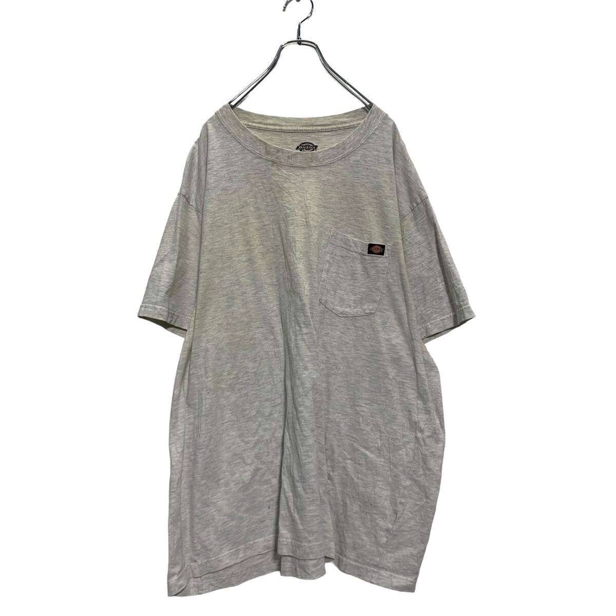 【中古】【古着】 Dickies 半袖 ロゴ ポケットTシャツ 3XL ライトグレー ディッキーズ ビッグサイズ クルーネック 古着卸 アメリカ仕入 a605-6407