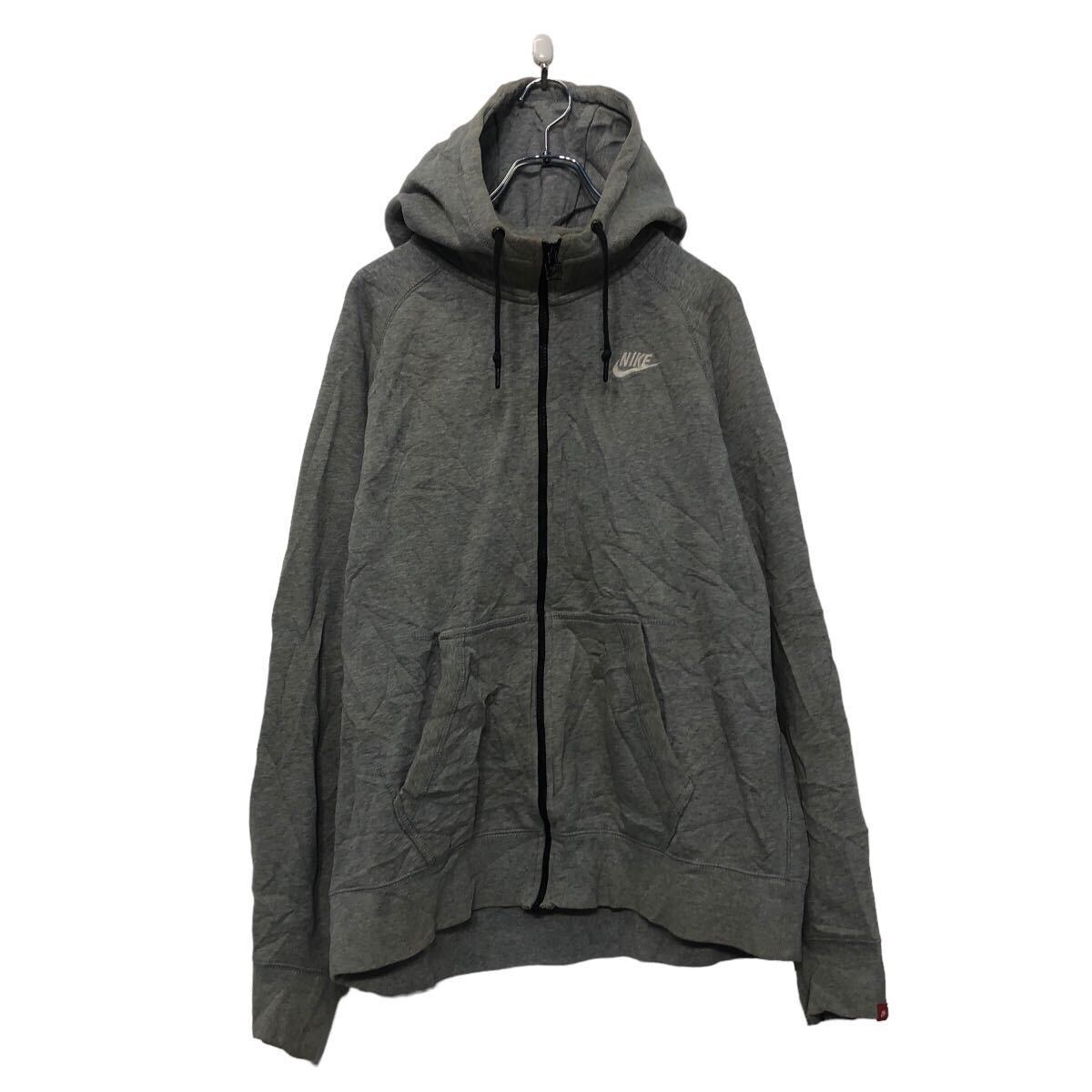 【中古】【古着】 NIKE プリント スウェット パーカー ナイキ L グレー ラグラン フルジップ 古着卸 アメリカ仕入 a605-6519