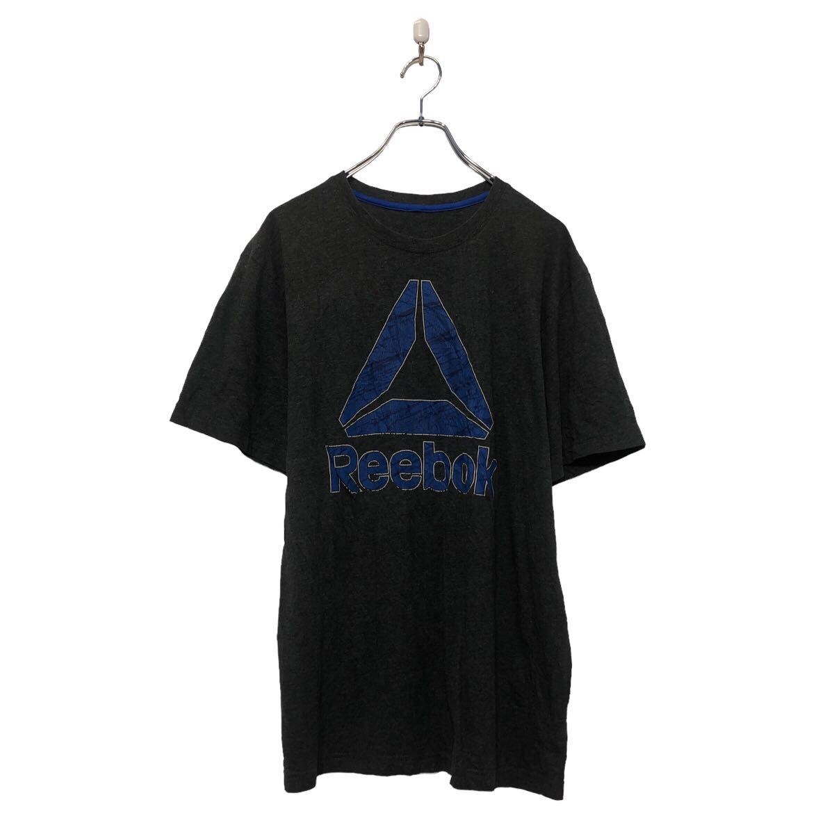 【中古】【古着】 Reebok 半袖 プリント Tシャツ リーボック XL~ ダークグレー ロゴ クルーネック 古着卸 アメリカ仕入 a605-6521