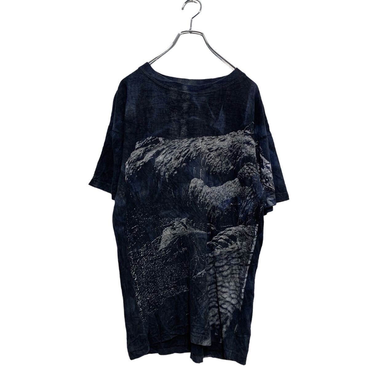 【中古】【古着】 半袖 プリントTシャツ XL～ ネイビー タイダイ クルーネック 古着卸 アメリカ仕入 a605-6568