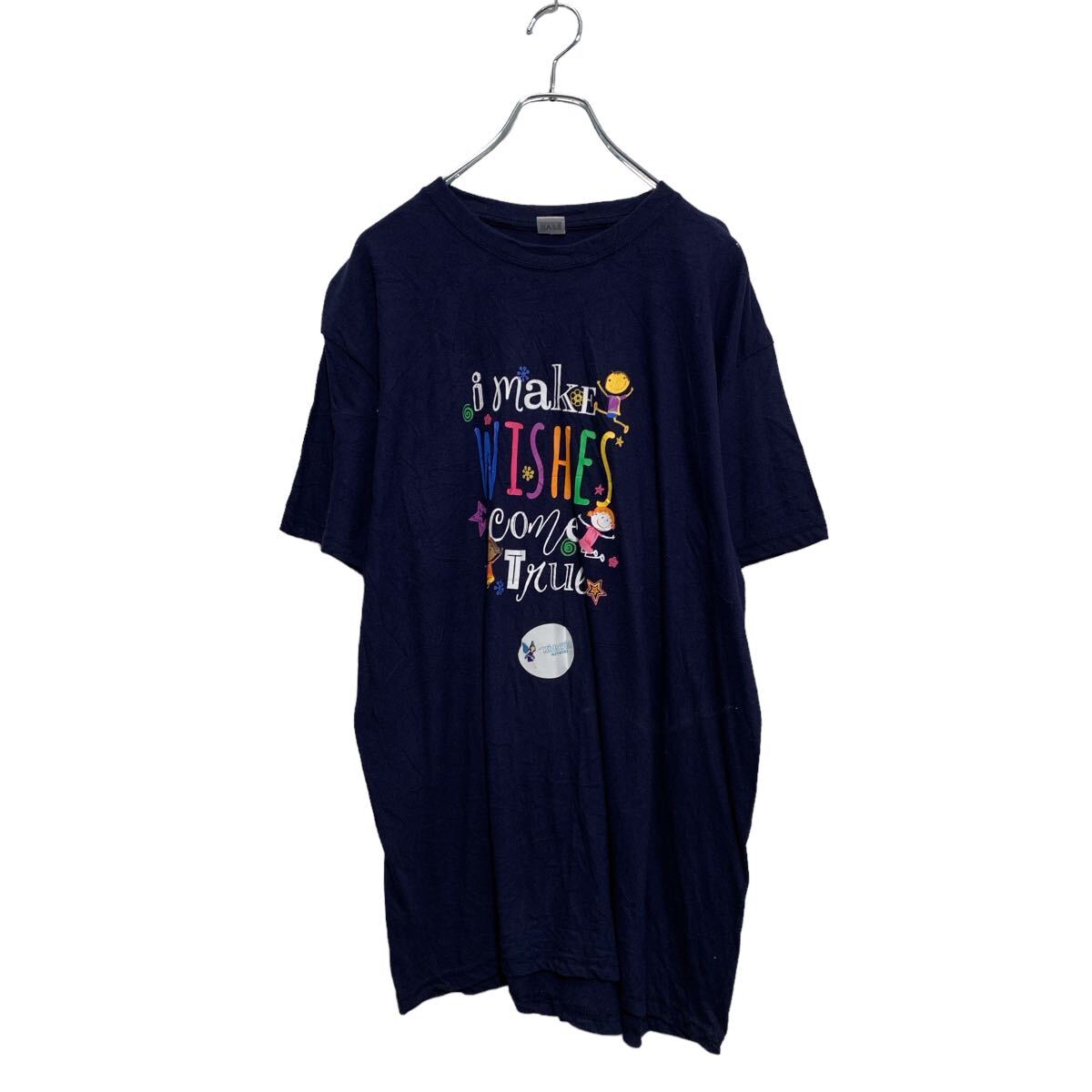 【中古】【古着】 半袖 プリントTシャツ L ネイビー クルーネック 古着卸 アメリカ仕入 a605-6618