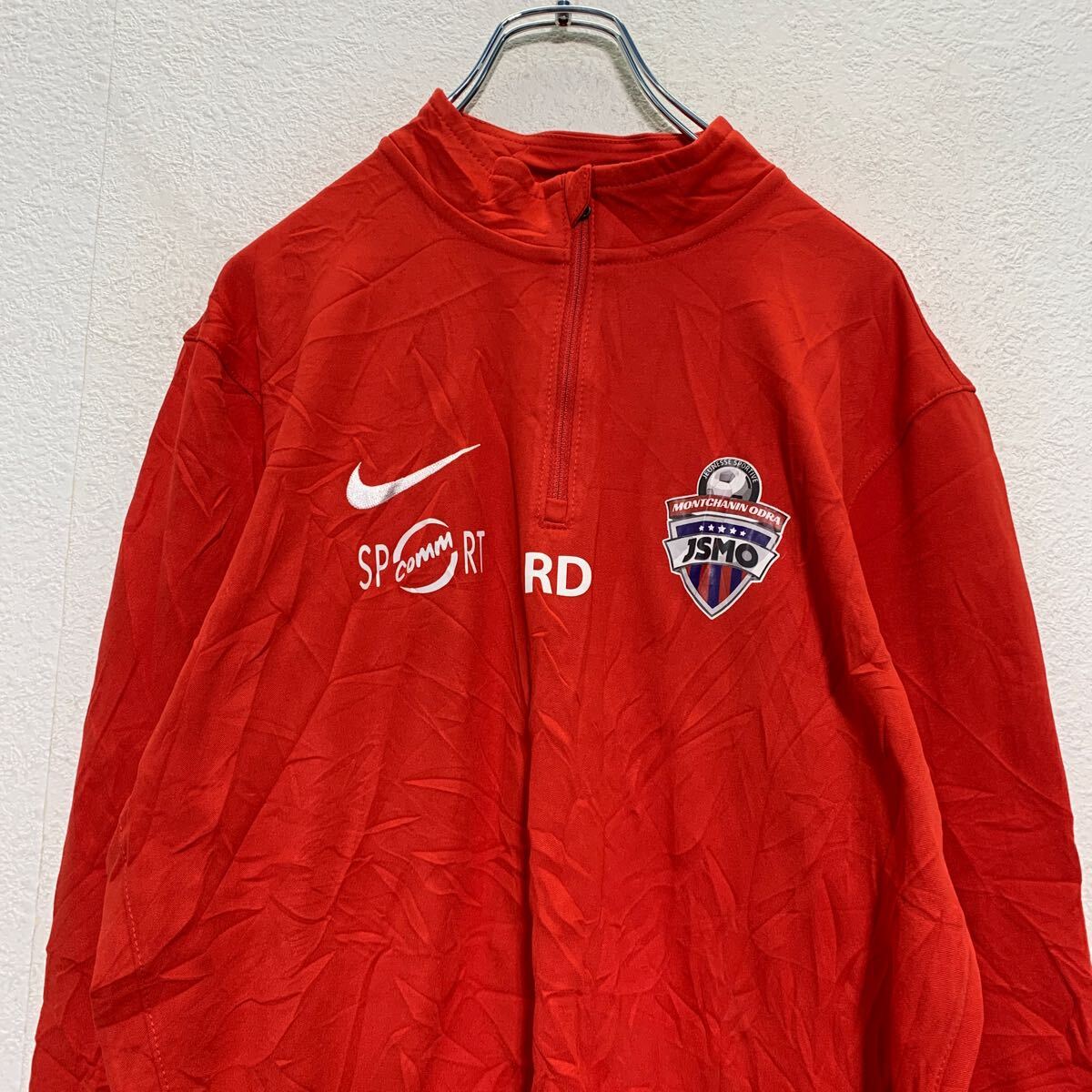 【中古】【古着】 NIKE ハーフジップ トラックジャケット M レッド ナイキ ジャージ バックプリント サッカーロゴ 古着卸 アメリカ仕入 a605-6701