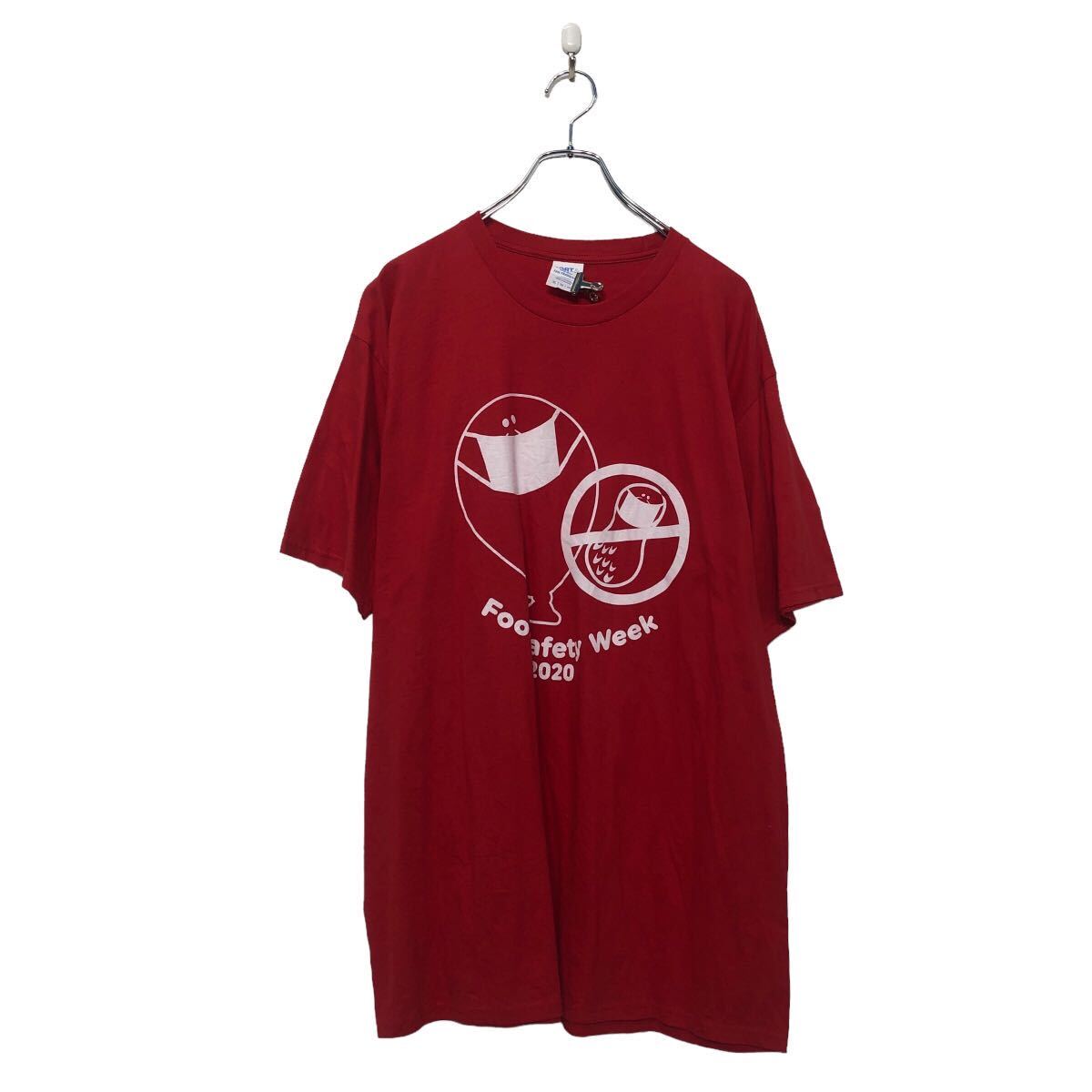【中古】【古着】 GILDAN 半袖 プリント Tシャツ ギルダン XL レッド ビッグサイズ 流行病 クルーネック 古着卸 アメリカ仕入 a605-6755
