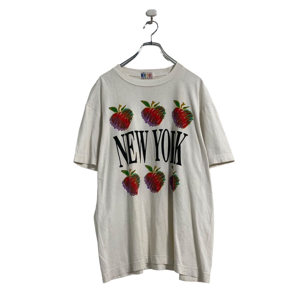 【中古】【古着】 DECO shirts 半袖 プリント Tシャツ XL～ ホワイト ビッグサイズ リンゴ 古着卸 アメリカ仕入 a605-6779