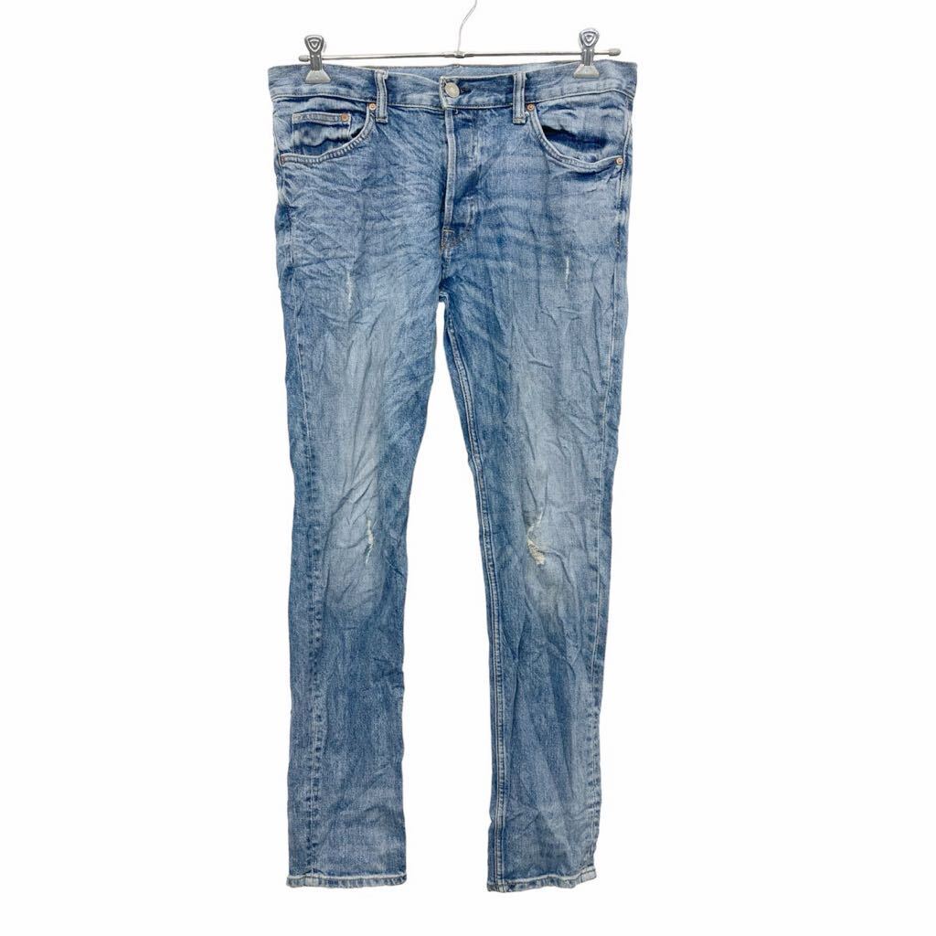 【中古】【古着】 H&M デニムパンツ W36 エイチアンドエム ビッグサイズ ボタンフライ スリム ブルー 古着卸 アメリカ仕入 2405-1043