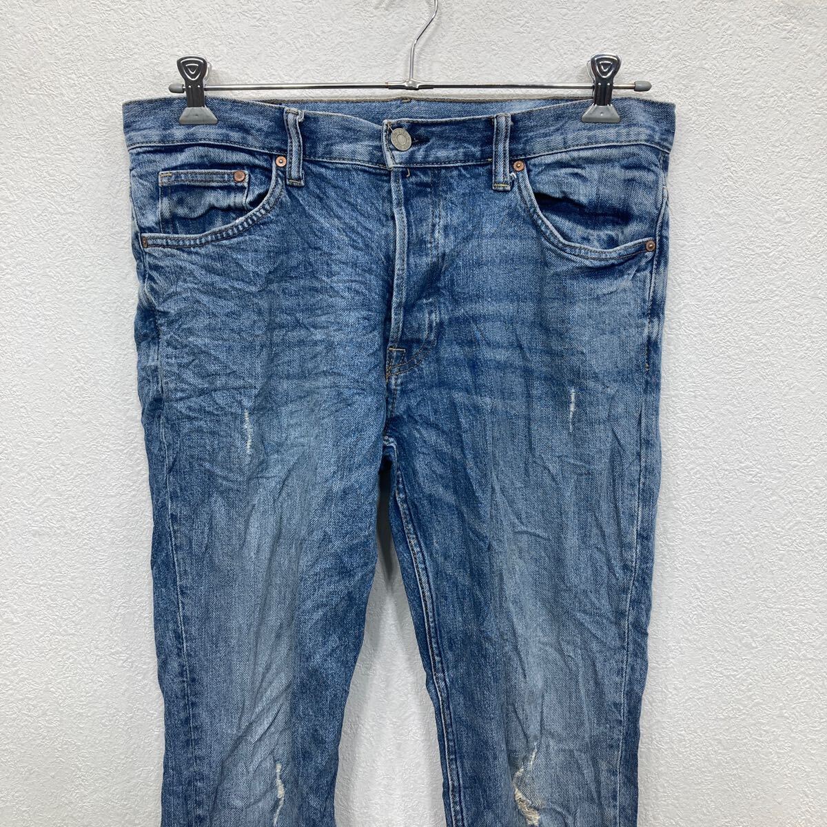 【中古】【古着】 H&M デニムパンツ W36 エイチアンドエム ビッグサイズ ボタンフライ スリム ブルー 古着卸 アメリカ仕入 2405-1043