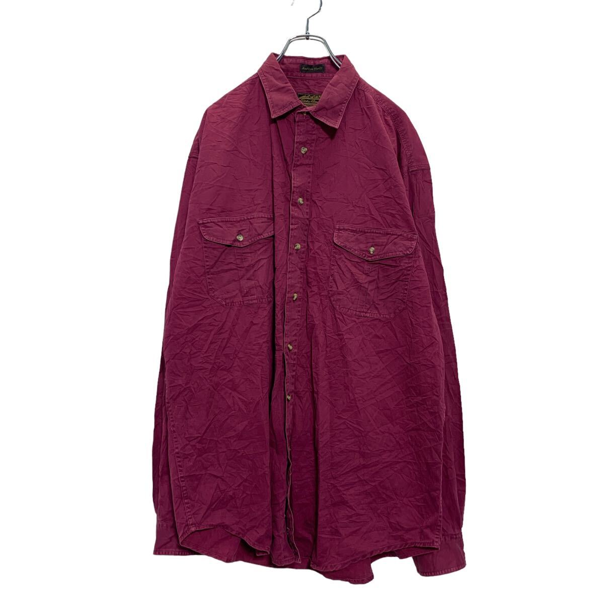 【中古】【古着】 Eddie Bauer 長袖 無地シャツ XL パープル エディーバウアー ビッグサイズ ダブルポケット 古着卸 アメリカ仕入 a605-6869