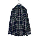 【中古】【古着】 DAVID TAYLOR 長袖 チェックシャツ L T グリーン ネイビー ダブルポケット 古着卸 アメリカ仕入 a605-6871