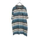 【中古】【古着】 PHAT FARM 半袖 ボーダー ポロシャツ 2XL ライトブルー グレー ビッグサイズ 鹿子 古着卸 アメリカ仕入 a605-6875
