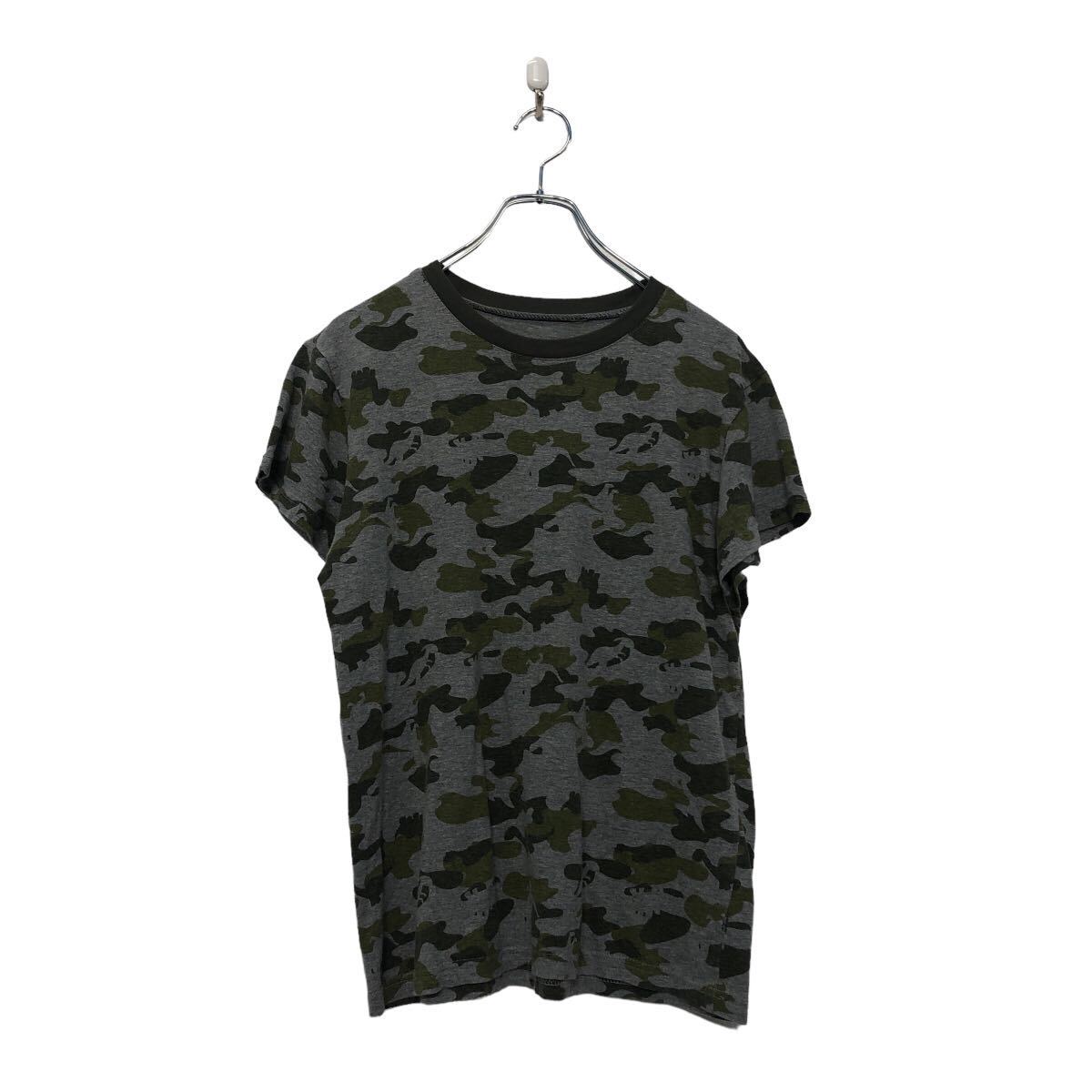【中古】【古着】 半袖 無地 Tシャツ M~ カモフラージュ グリーン 迷彩 クルーネック 古着卸 アメリカ仕入 a605-6941