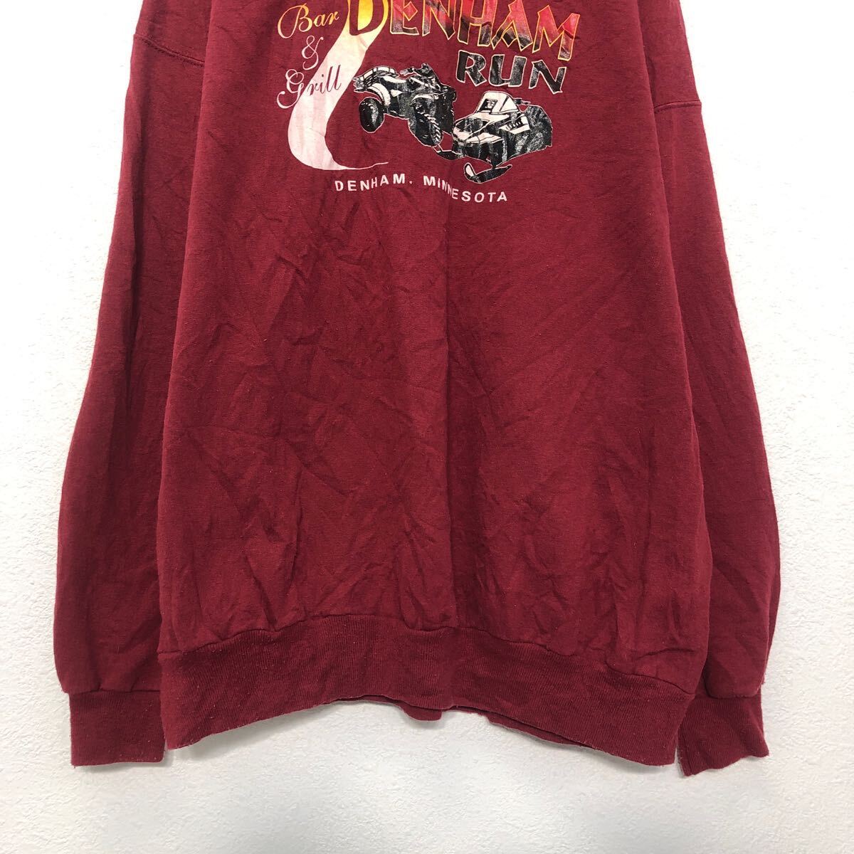 【中古】【古着】 Hanes プリント スウェット トレーナー ヘインズ XL ボルドー ビッグサイズ 裏起毛 古着卸 アメリカ仕入 a605-6971