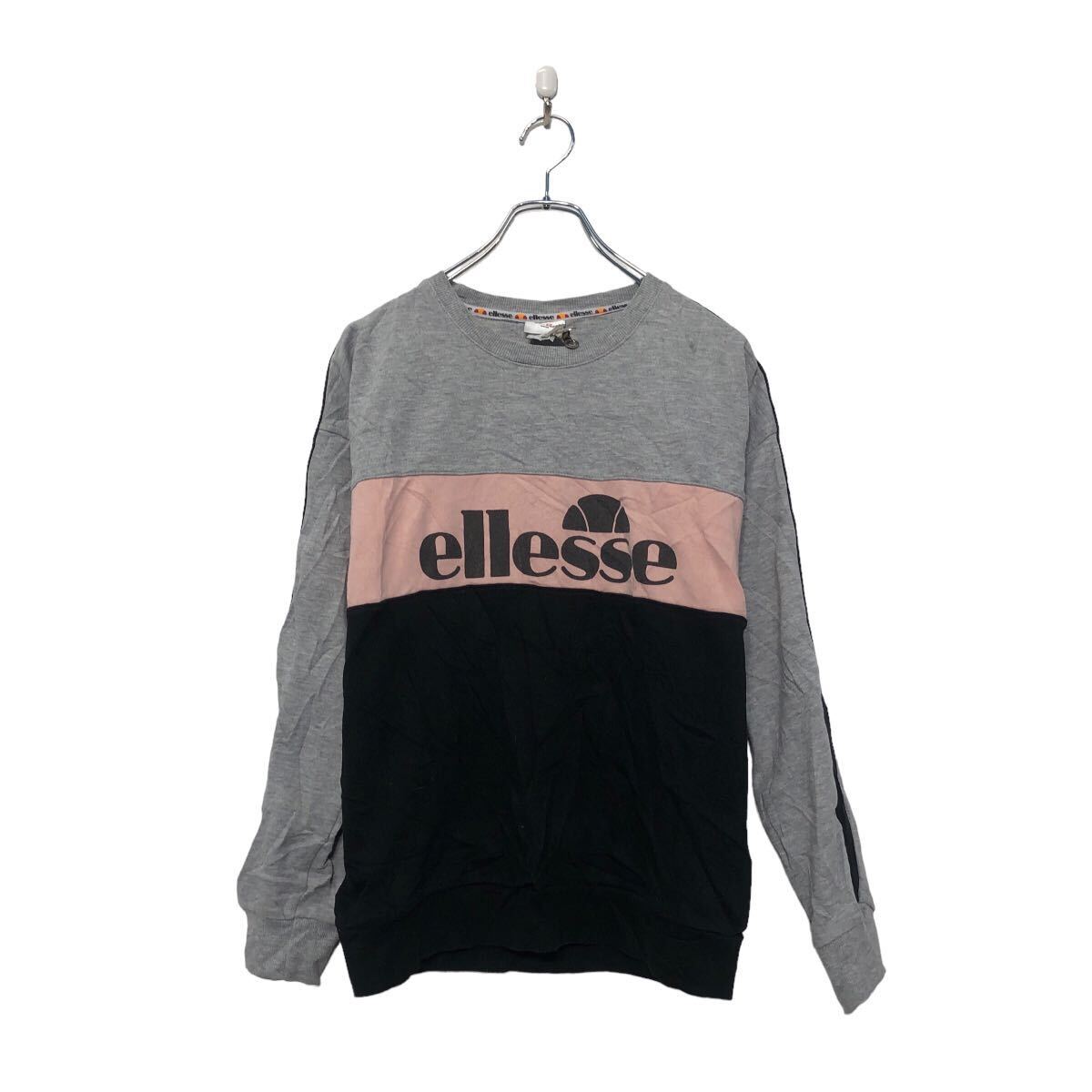 【中古】【古着】 ellesseプリント スウェット トレーナー エレッセ M グレー 切替 古着卸 アメリカ仕入 a605-6974