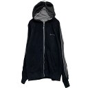 【中古】【古着】 Champion ジップアップ ロゴスウェット パーカー L ブラック チャンピオン 袖ライン 古着卸 アメリカ仕入 a605-7033(4)
