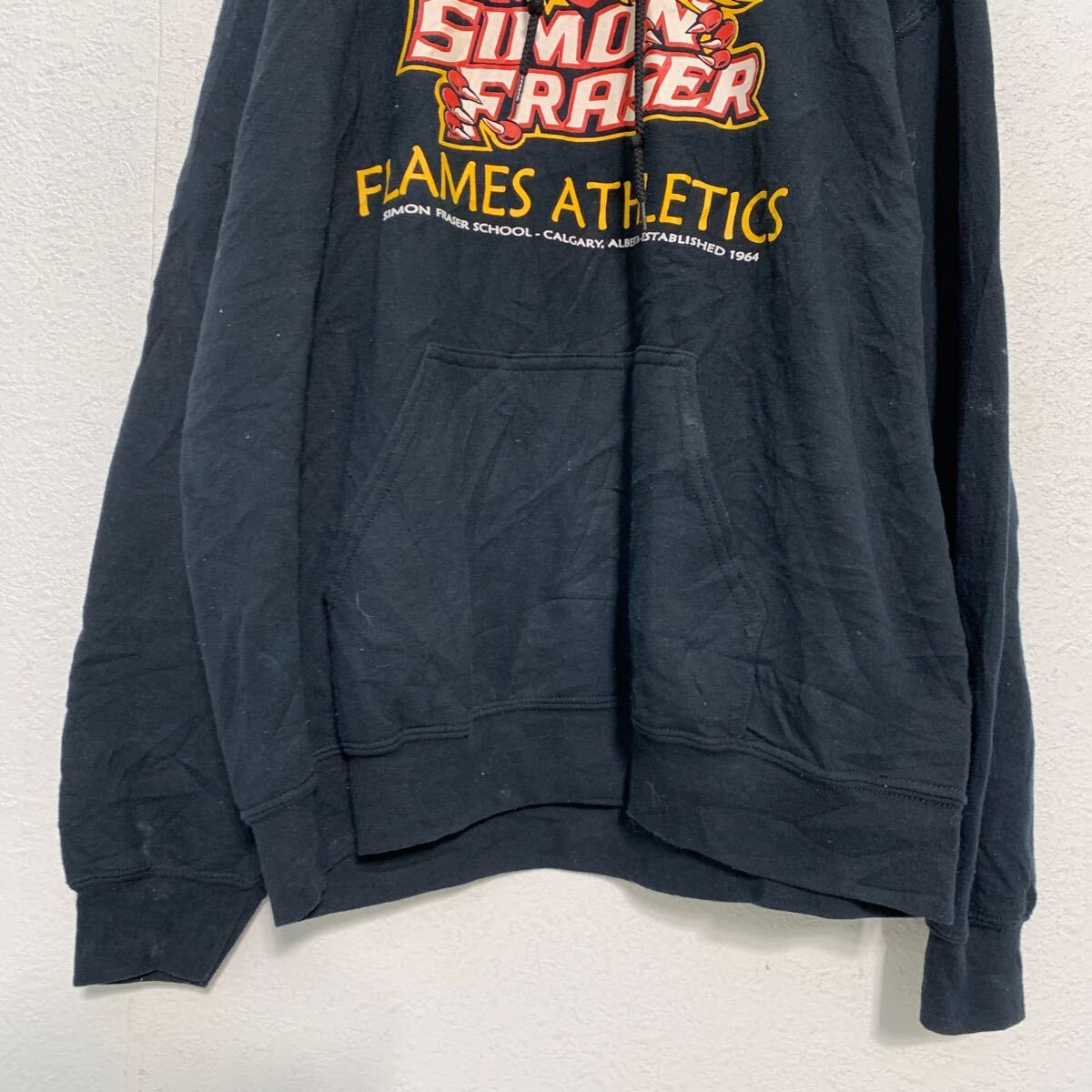 【中古】【古着】 GILDAN プリントスウェット パーカー M ブラック ギルダン プルオーバー 裏起毛 古着卸 アメリカ仕入 a605-7208