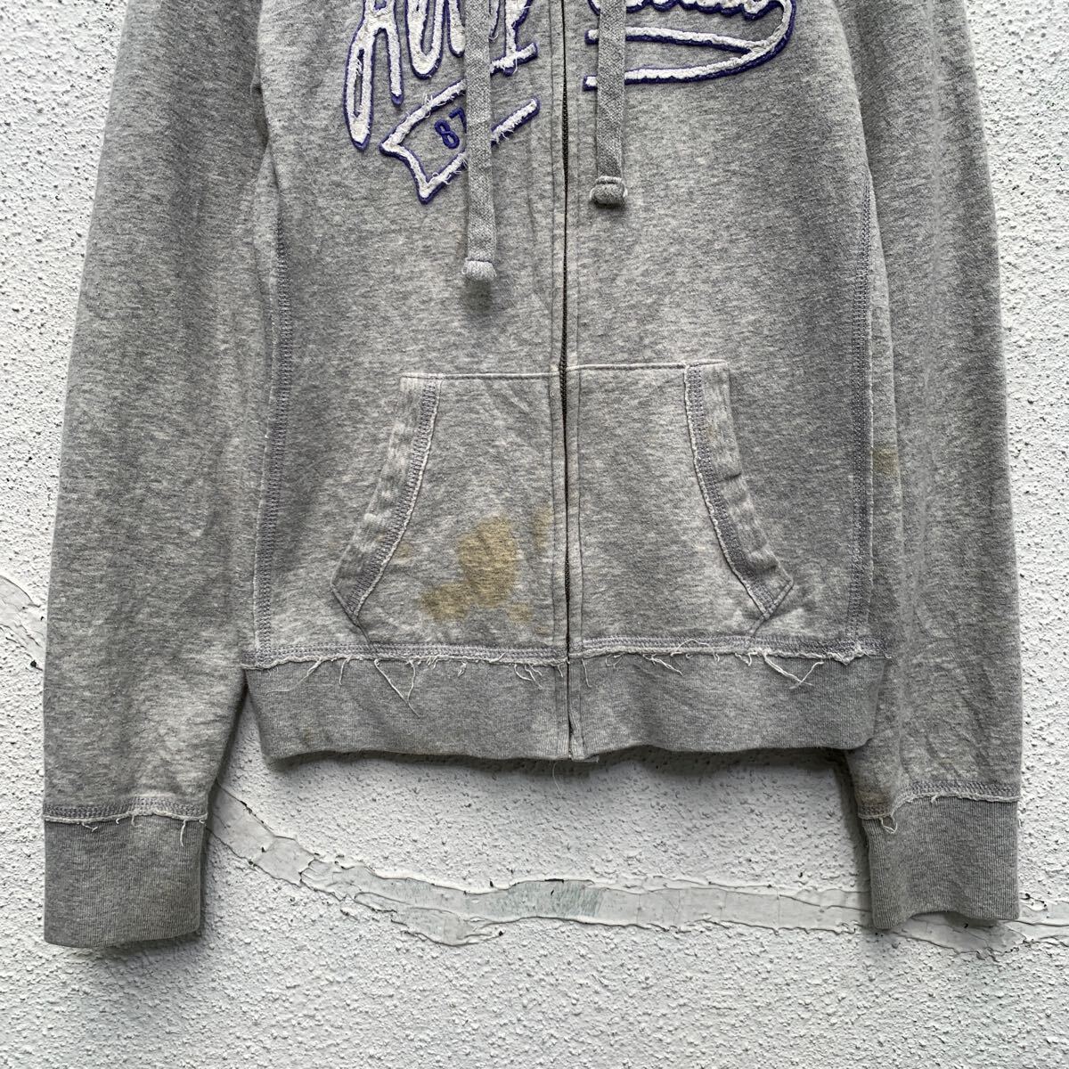【中古】【古着】 aerpostale ジップアップ ロゴスウェット パーカー S レディース グレー 裏起毛 古着卸 アメリカ仕入 a605-7266