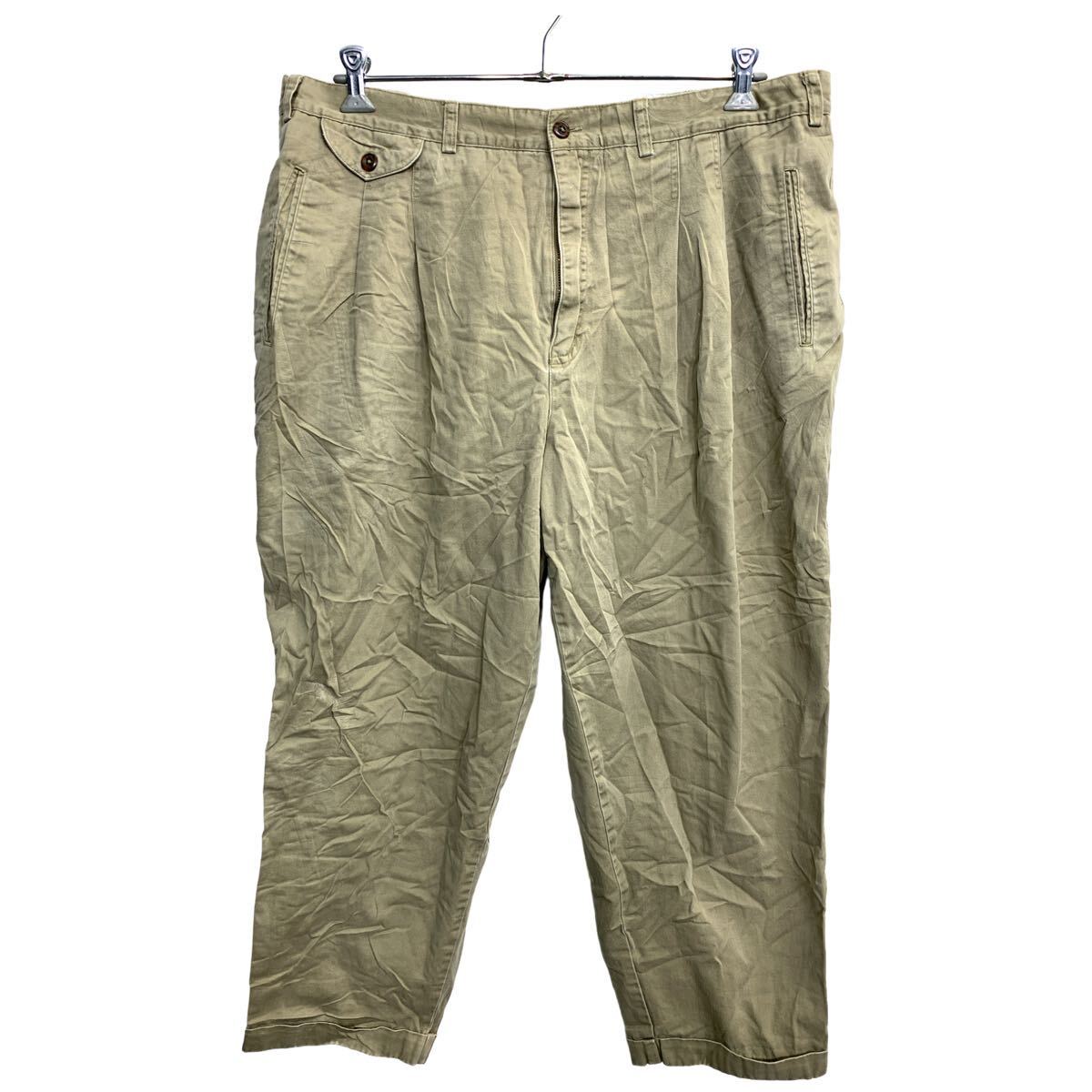 【中古】【古着】 JENNIOER MOORE チノパン W41 レディース タックパンツ ビッグサイズ ベージュ コットン 古着卸 アメリカ仕入 2405-1233