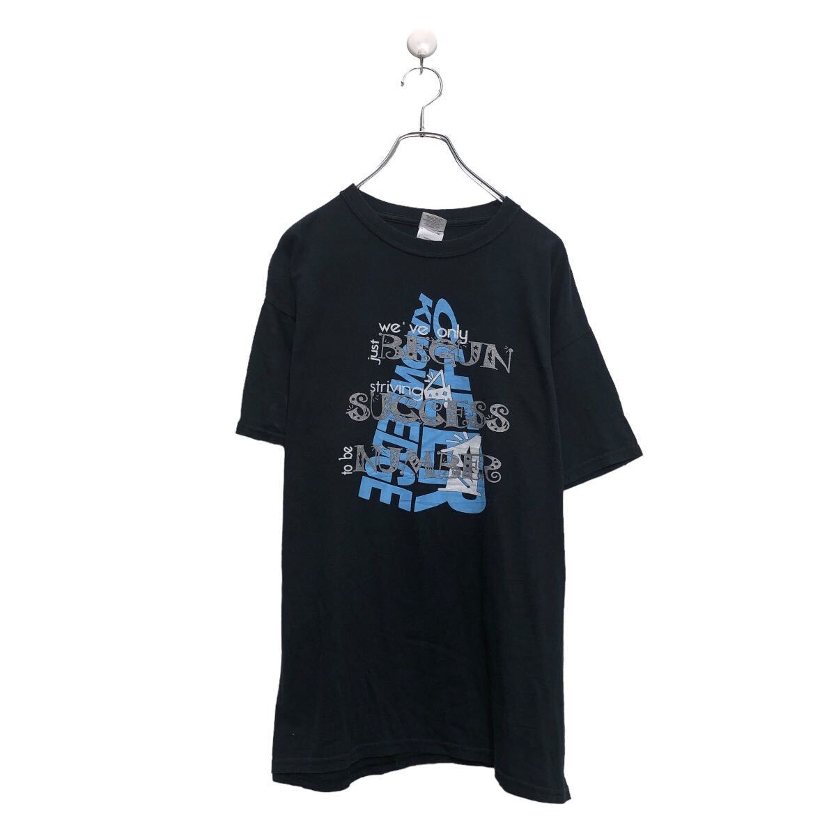 【中古】【古着】 GILDAN 半袖 プリント Tシャツ ギルダン L ネイビー 文字 クルーネック 古着卸 アメリカ仕入 a605-7383