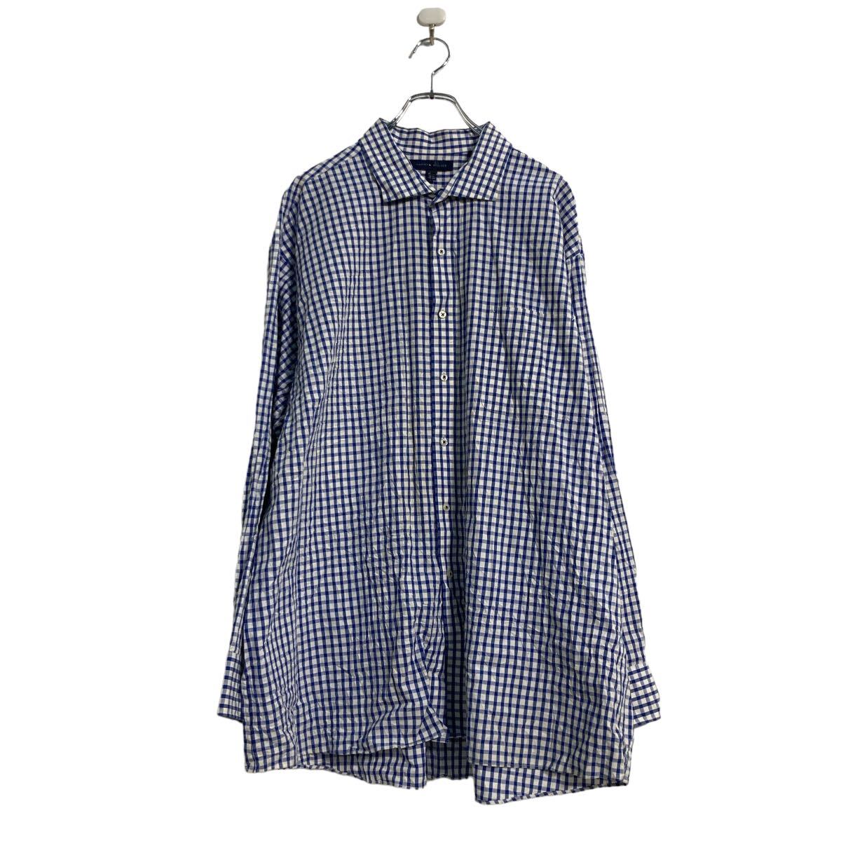 【中古】【古着】 TOMMY HILFIGER 長袖 チェック シャツ 2XL ブルー ホワイト トミーヒルフィガー ビッグサイズ 古着卸 アメリカ仕入 a605-7465
