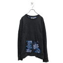 【中古】【古着】 ON THE BYAS プリント トレーナー M ダークグレー 花柄 ポケット 古着卸 アメリカ仕入 a605-7494