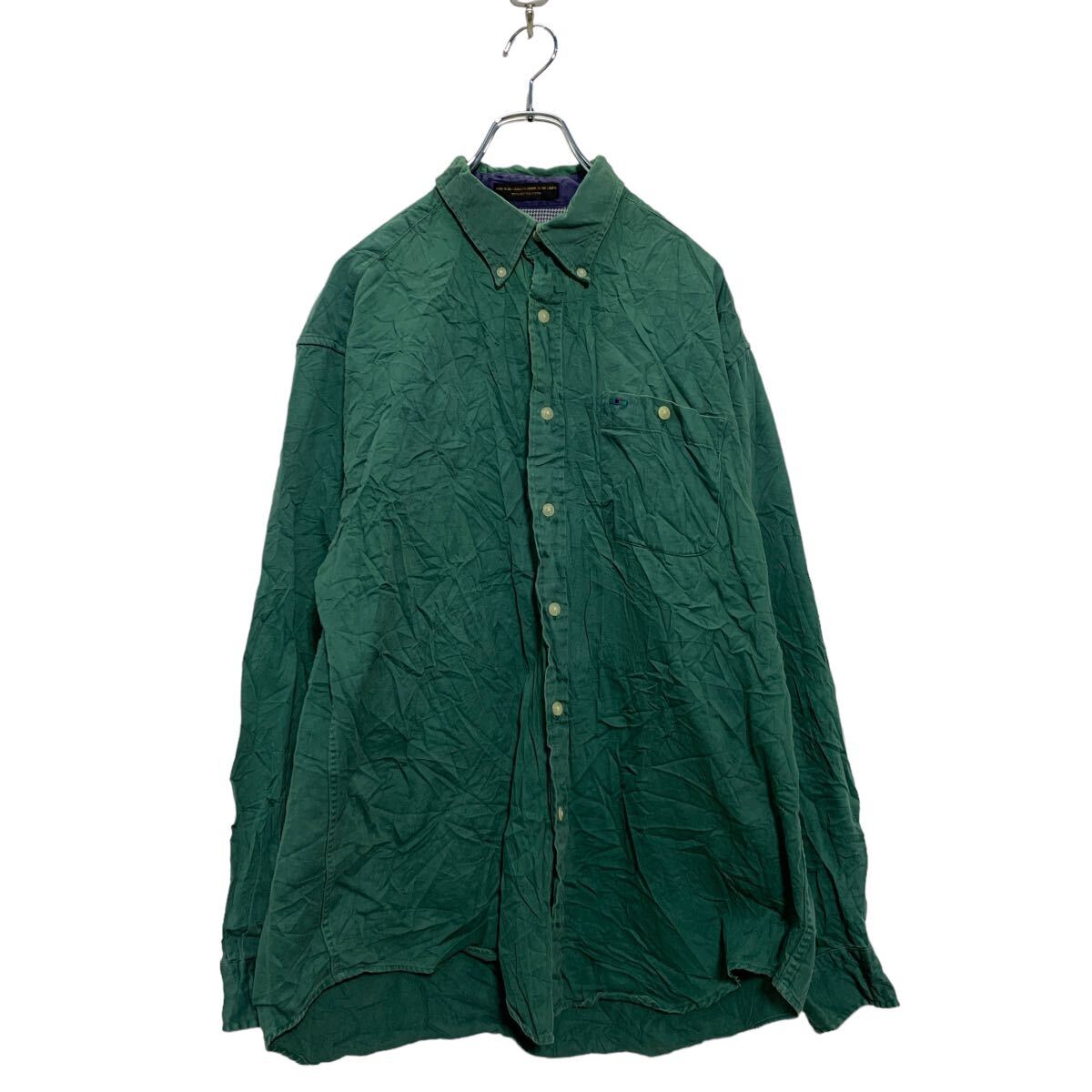 【中古】【古着】 aLXANDER JULIAN 長袖 無地シャツ L グリーン ボタンダウン ワンポイントロゴ 古着卸 アメリカ仕入 a605-7536