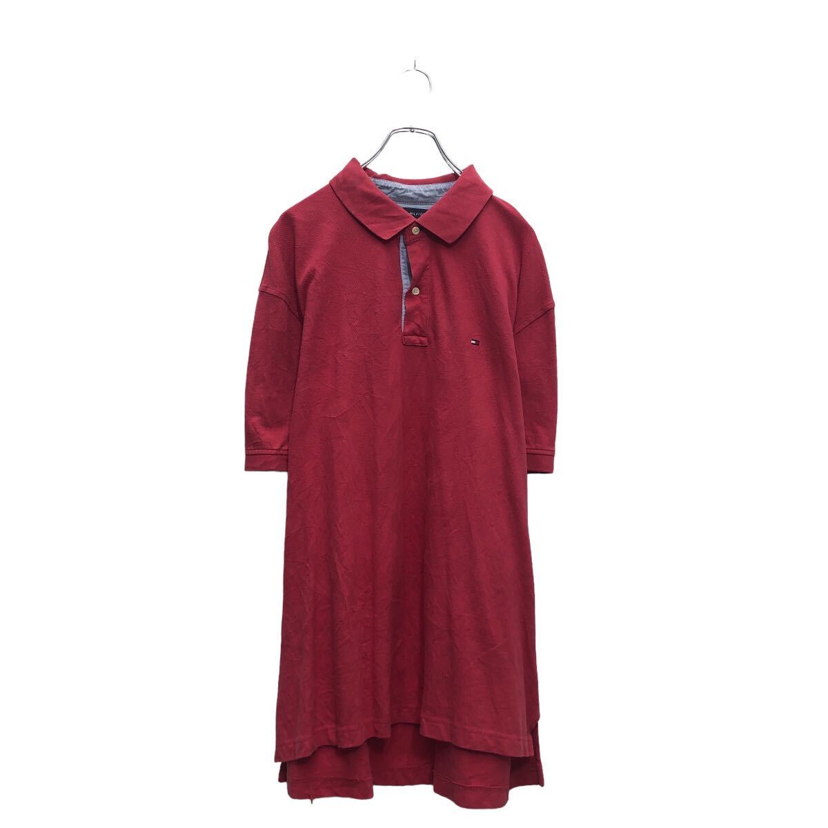 【中古】【古着】 TOMMY HILFIGER 半袖 無地 ポロシャツ トミーヒルフィガー XL レッド ビッグサイズ ワンポイントロゴ 古着卸 アメリ..