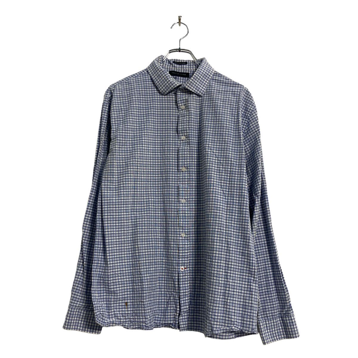 【中古】【古着】 TOMMY HILFIGER 長袖 チェック シャツ XL ホワイト ブルー ブラック トミーヒルフィガー ビッグサイズ 古着卸 アメリカ仕入 a605-7728