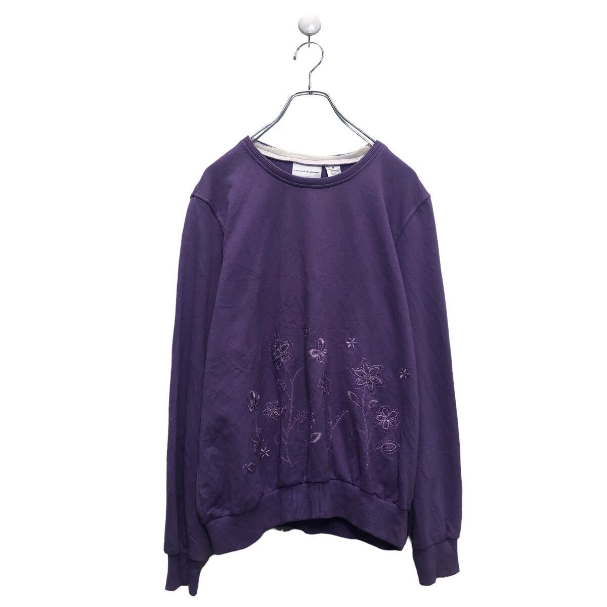  Alfred dunner プリント スウェット トレーナー M パープル 古着卸 アメリカ仕入 a605-7766