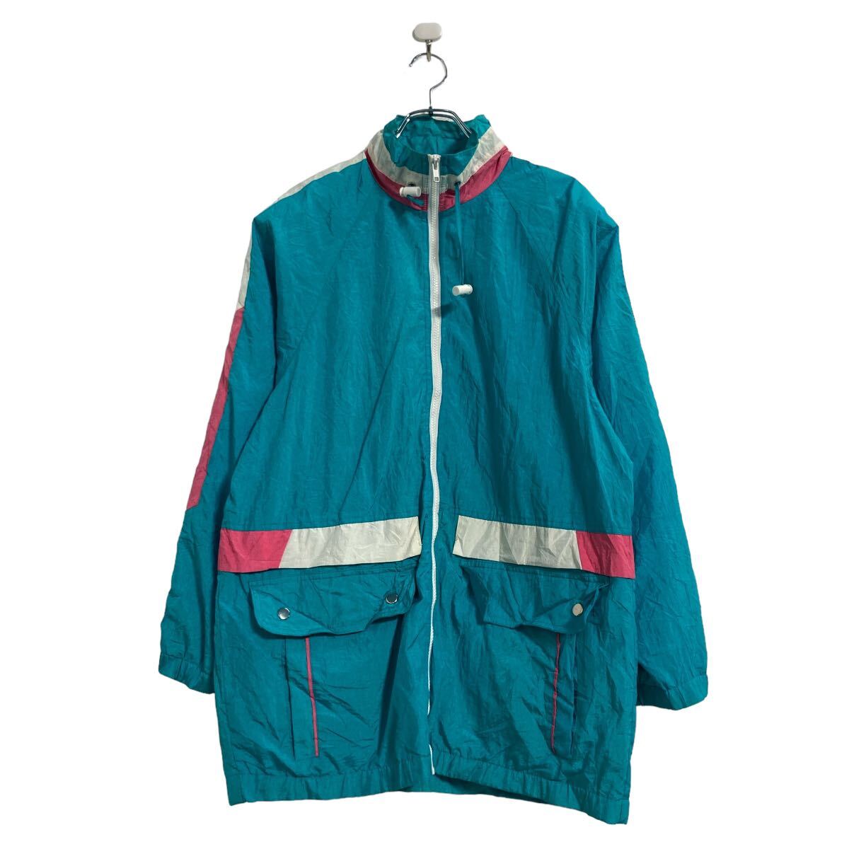 【中古】【古着】 Mariel ナイロンジャケット M グリーン ホワイト ピンク ジップアップ 古着卸 アメリカ仕入 a605-7839