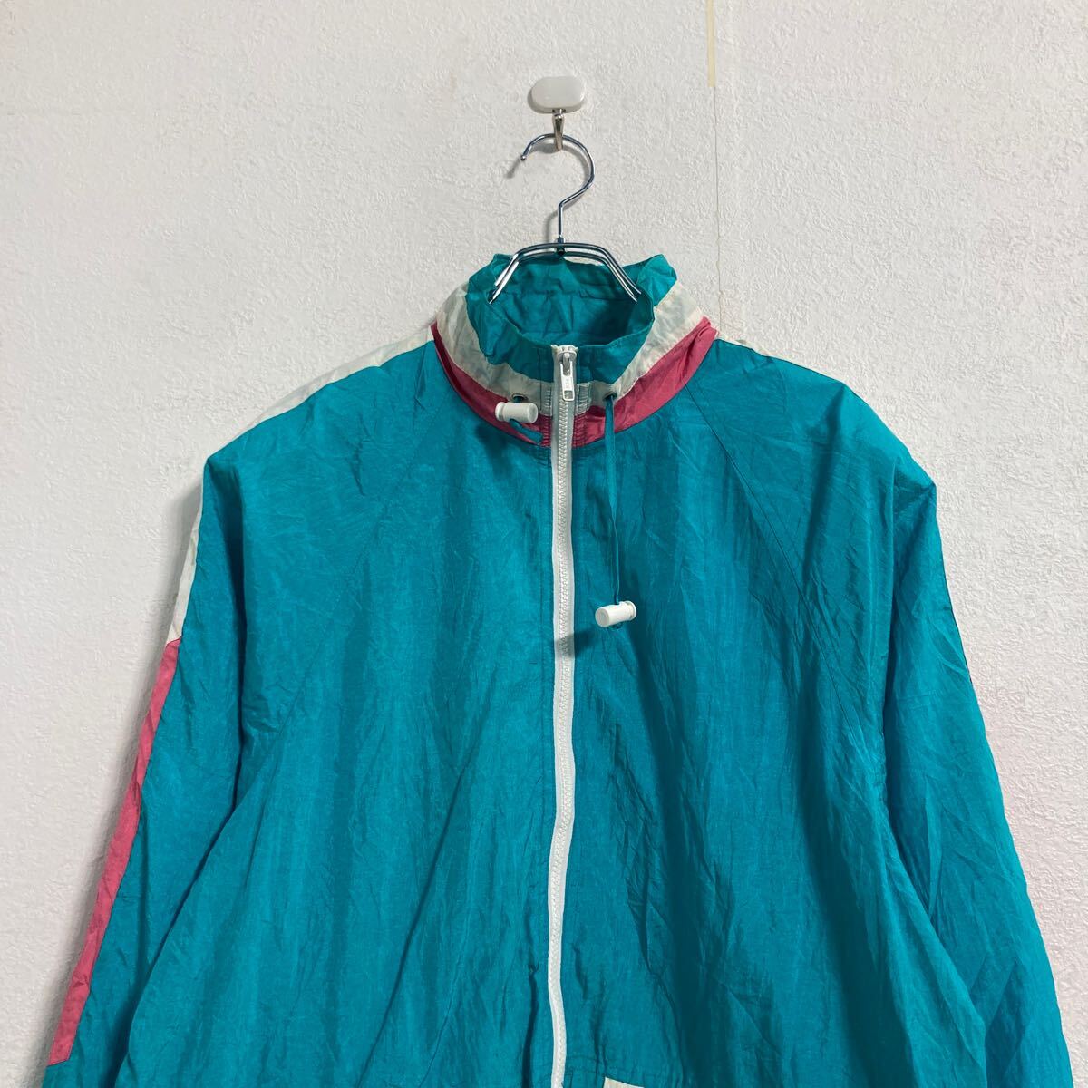 【中古】【古着】 Mariel ナイロンジャケット M グリーン ホワイト ピンク ジップアップ 古着卸 アメリカ仕入 a605-7839