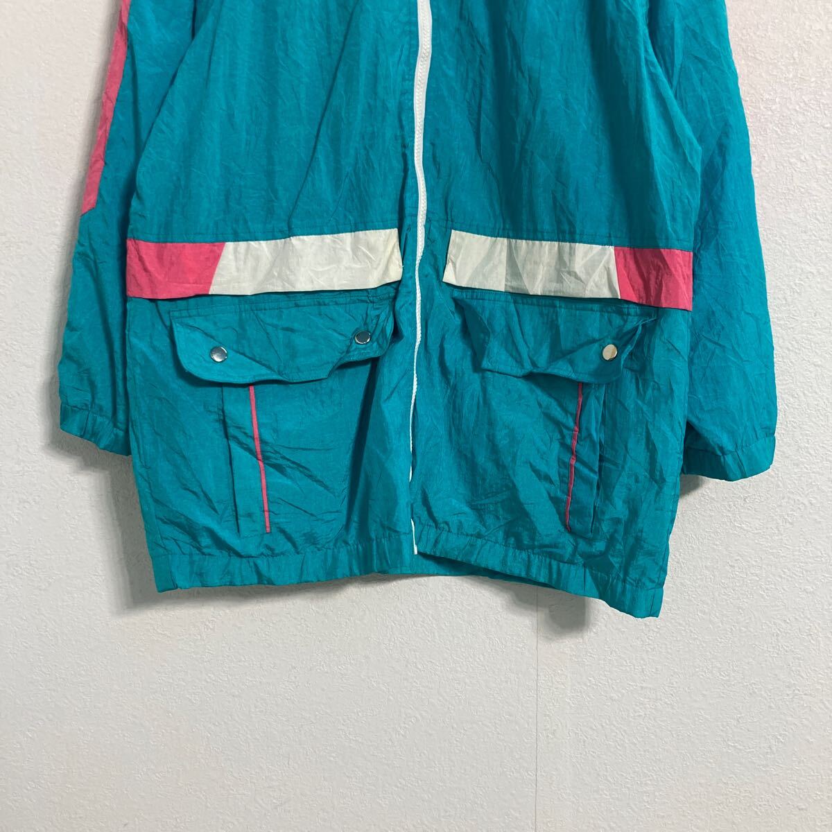 【中古】【古着】 Mariel ナイロンジャケット M グリーン ホワイト ピンク ジップアップ 古着卸 アメリカ仕入 a605-7839