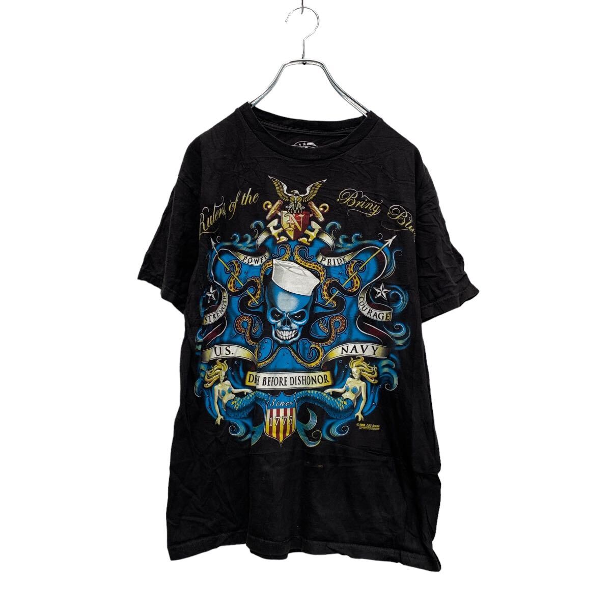 Rakuten - 【中古】【古着】 7.62DESIGN 半袖 プリントTシャツ M ブラック バックプリント U.S.NAVY クルーネック 古着卸 アメリカ仕入 a605-7893