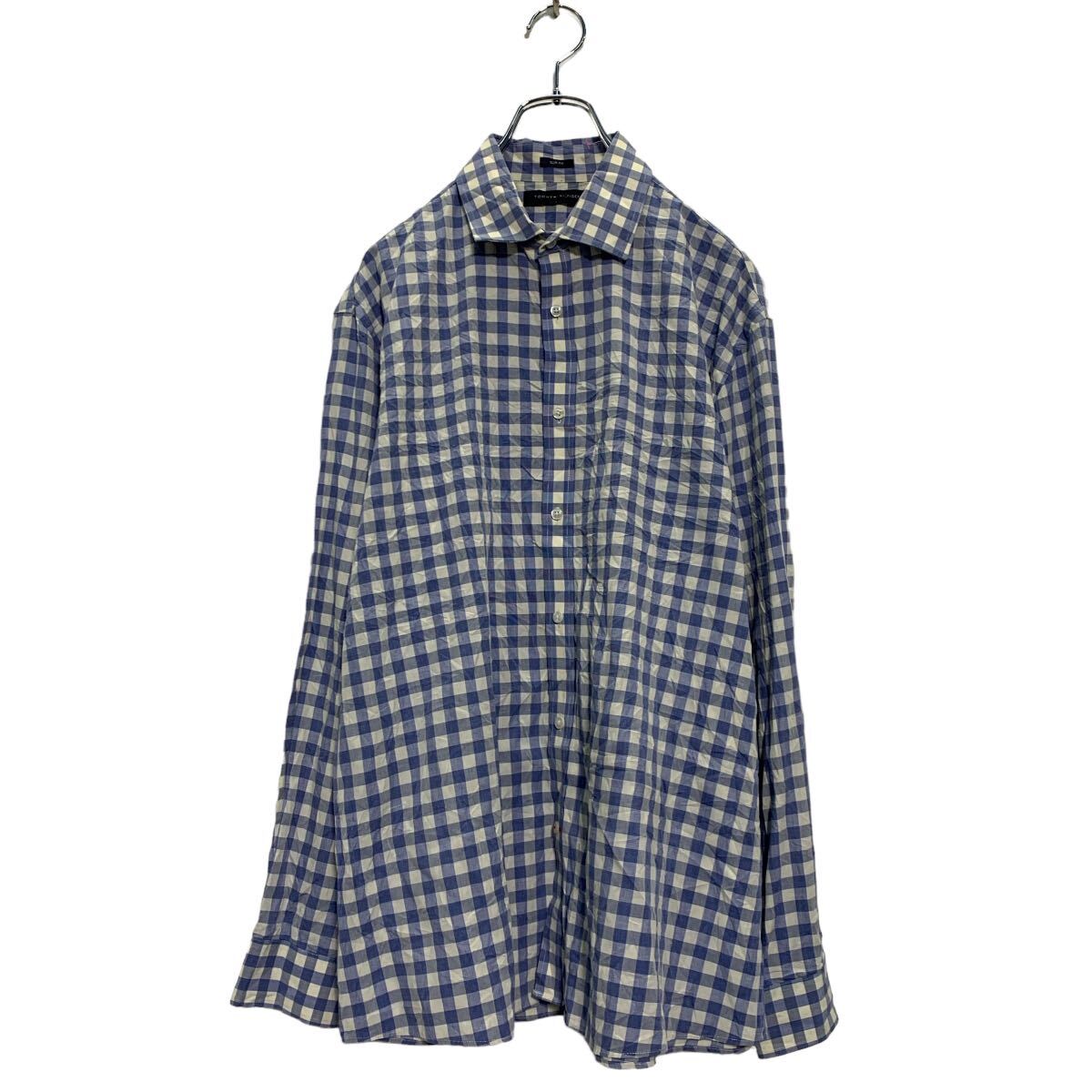 【中古】【古着】 TOMMY HILFIGER 長袖 チェックシャツ L ブルー ホワイト トミーヒルフィガー 古着卸 アメリカ仕入 a605-7948