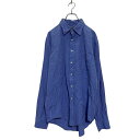 【中古】【古着】 LANDS' END 長袖 無地シャツ L ブルー ランズエンド シンプル 胸ポケット 古着卸 アメリカ仕入 a605-8077