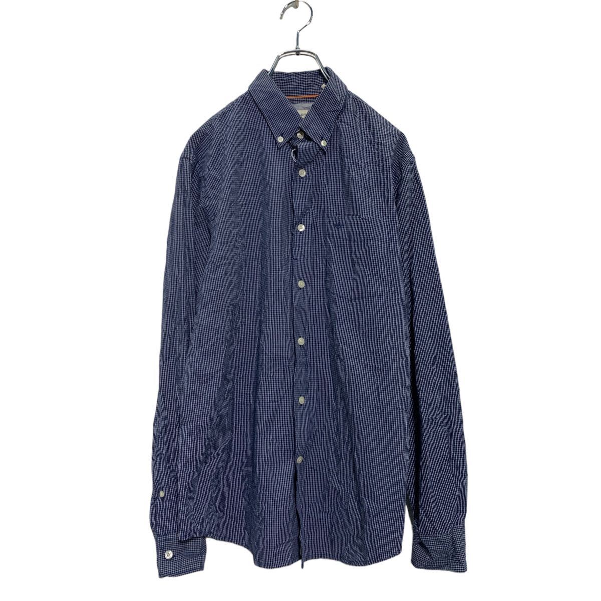 【中古】【古着】 DOCKERS 長袖 チェックシャツ M ブルー ドッカーズ ボタンダウン ワンポイントロゴ 古着卸 アメリカ仕入 a605-8122