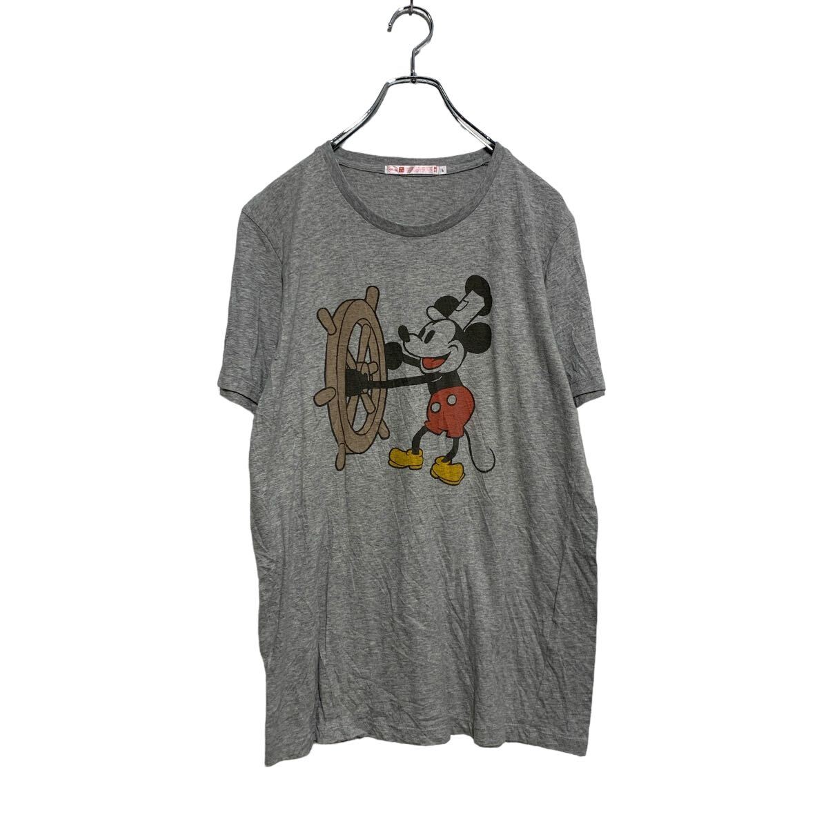 【中古】【古着】 UNIQLO Disney 半袖 キャラクター プリントTシャツ L グレー ユニクロ クルーネック ミッキー 古着卸 アメリカ仕入 a605-8141