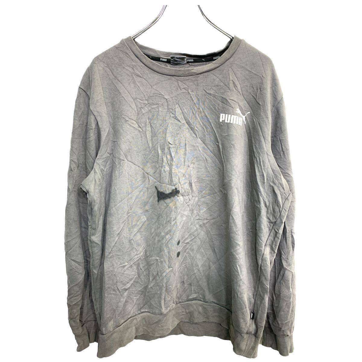 【中古】【古着】 PUMA プリント スウェット トレーナー Mサイズ PUMA グレー 古着卸 アメリカ仕入 t2405-3302