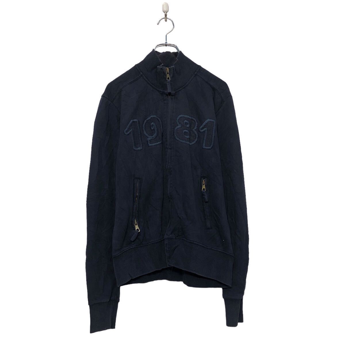 Rakuten - 【中古】【古着】 GUESS プリント スウェット トレーナー ゲス L ネイビー フルジップ 古着卸 アメリカ仕入 a605-8220