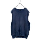 【中古】【古着】 POLO RALPH LAUREN コットンニット ベスト 2XL ブルー ポロラルフローレン ビッグサイズ Vネック ロゴ 古着卸 アメリカ仕入 a605-8245