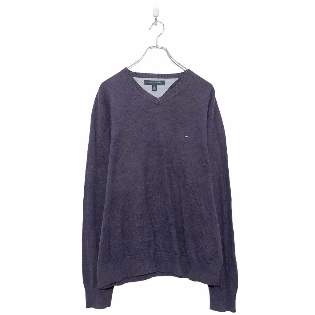 【中古】【古着】 TOMMY HILFIGER コットン ニット セーター トミーヒルフィガー M パープル 古着卸 アメリカ仕入 a605-8253