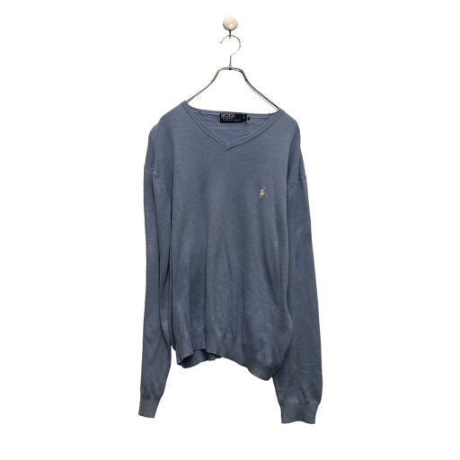 【中古】【古着】 POLO RALPH LAUREN コットン ニット セーター ポロラルフローレン XL ライトブルー ビッグサイズ Vネック 古着卸 アメリカ仕入 a605-8323 【中古】【古着】 POLO RALPH LAUREN コットン ニット セーター ポロラルフローレン XL ライトブルー ビッグサイズ Vネック 古着卸 アメリカ仕入 a605-8323