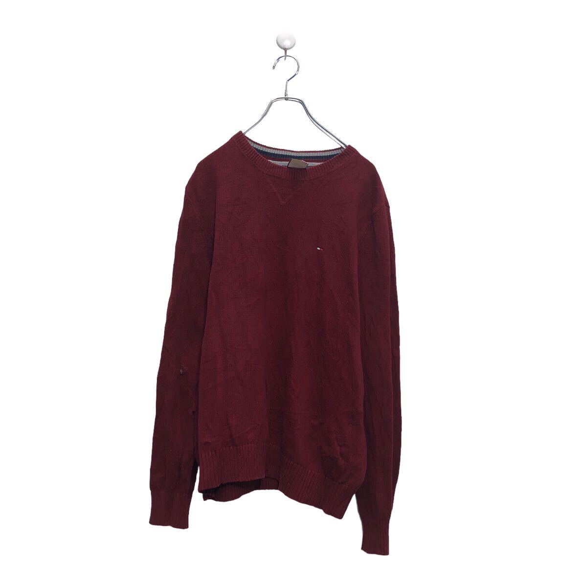 【中古】【古着】 TOMMY HILFIGER コットン ニット セーター トミーヒルフィガー M ボルドー 古着卸 アメリカ仕入 a605-8334